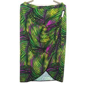 NWT WORTHINGTON Woman Paradise Palm Faux Wrap Tulip Hem Maxi Skirt Size 2X
